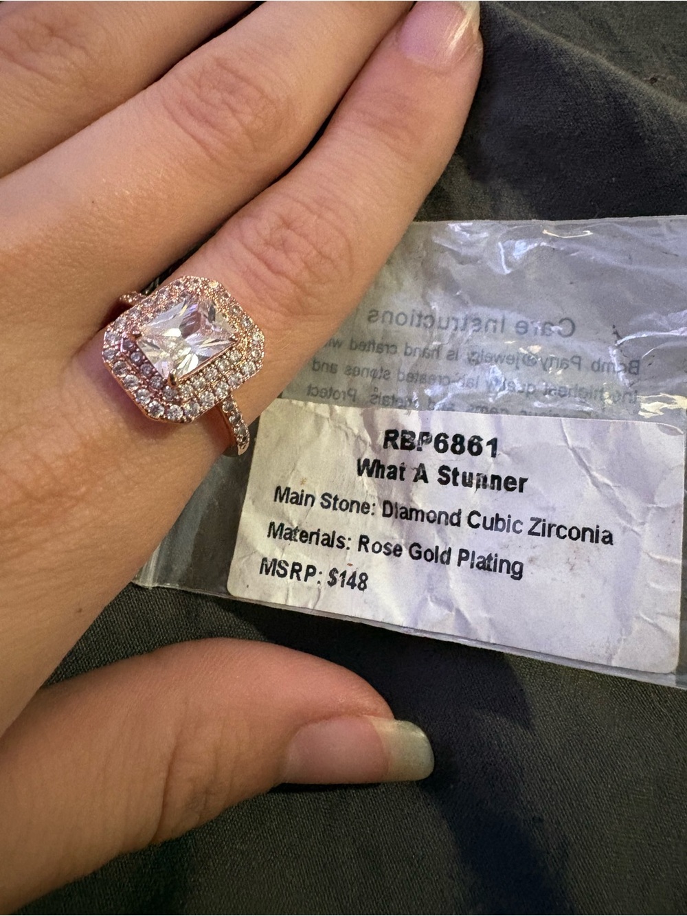 What A Stunner Rose Gold Cubic Zirconia Halo Ring